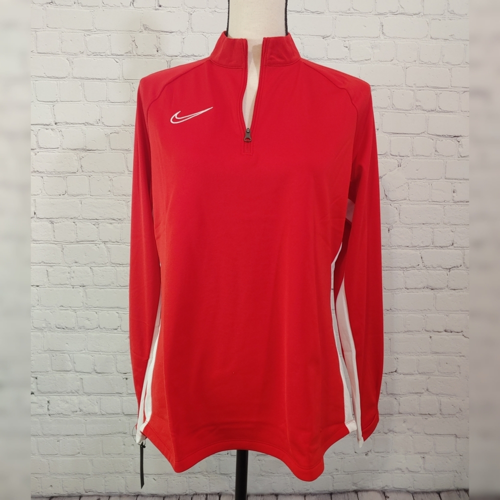 Nike Dri-Fit Long Sleeved Red 1/4 Zip Athletic Top